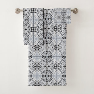 Conjunto De Toalhas Padrão de repetição de Abstrato de cinza de cor br
