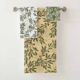 Conjunto De Toalhas Padrão de Repetição de Ramificação de Árvore Verde