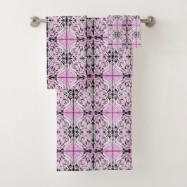 Conjunto De Toalhas Padrão de repetição do Abstrato de de cor branca r