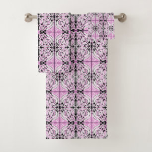 Conjunto De Toalhas Padrão de repetição do Abstrato de de cor branca r