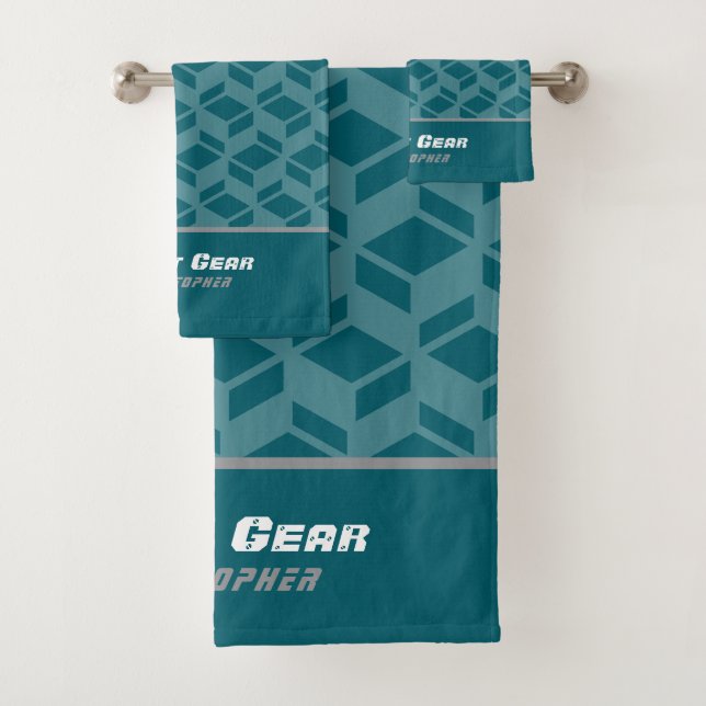 Conjunto De Toalhas Padrão de repetição moderno - lacre escuro (Insitu)