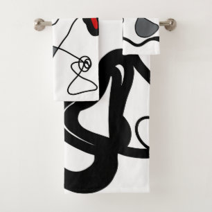 Conjunto De Toalhas Padrão de retenção: Abstrato preto, branco, Cinza