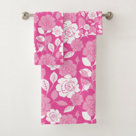 CONJUNTO DE TOALHAS PADRÃO DE ROSA (ROSA)