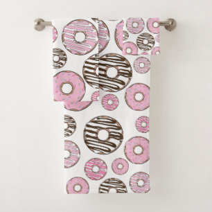 Conjunto De Toalhas Padrão De Rosquinhas, Rosquinhas Rosa, Rosquinhas