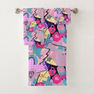Conjunto De Toalhas Padrão de Roupas Urbanas de Grafite