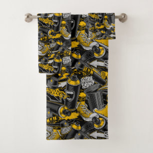 Conjunto De Toalhas Padrão de Rua Urbana do Grafite Retroativo