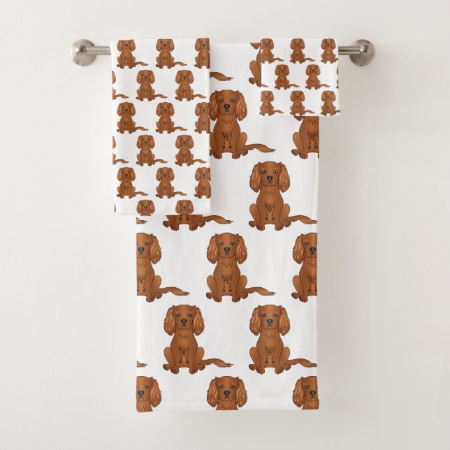 Conjunto De Toalhas Padrão de Ruby Cavalier King Charles Spaniel (Insitu)