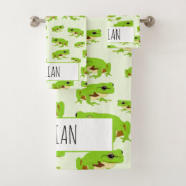 Conjunto De Toalhas Padrão de Sapo de Árvore Verde Personalizado