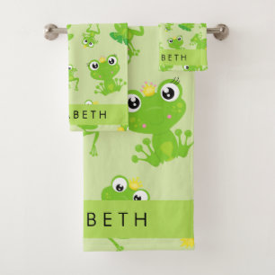 Conjunto De Toalhas Padrão de sapo, Sapos Verdes, Príncipe Sapo, Seu N