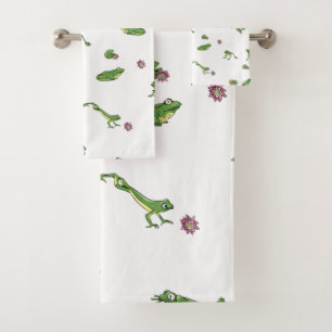 Conjunto De Toalhas Padrão de sapo verde-claro