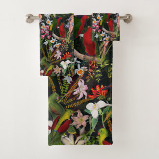 Conjunto De Toalhas Padrão de Selva 1 do Papagaio Vintage