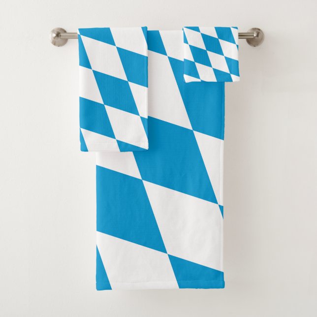 Conjunto De Toalhas Padrão de Sinalizador de Diamante da Baviera Azul  (Insitu)