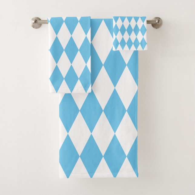 Conjunto De Toalhas Padrão de Sinalizador Rhombus da Baviera Azul e Br (Insitu)
