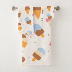 Conjunto De Toalhas Padrão De sorvete, Cone De Sorvete, Picolé De Gelo