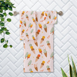 Conjunto De Toalhas Padrão de Sorvete de Verão Fofo