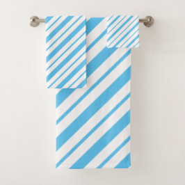 Conjunto De Toalhas Padrão de Strike Diagonal Azul E Branco