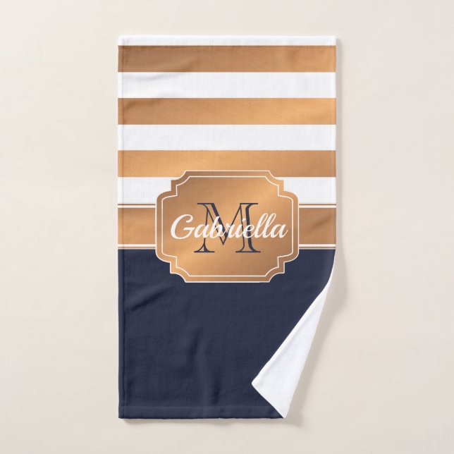 Conjunto De Toalhas Padrão de stripes de ouro (Toalha de mão)