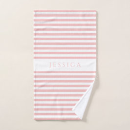 Conjunto De Toalhas Padrão de Stripes Rosa Moderno