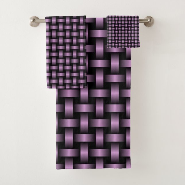 Conjunto De Toalhas Padrão de Tecido Preto Roxo (Insitu)