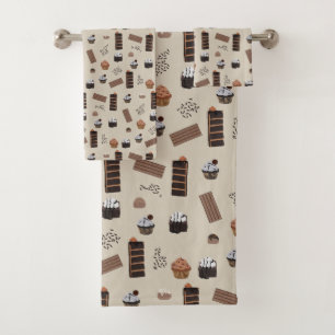Conjunto De Toalhas Padrão de Tema de Chocolate