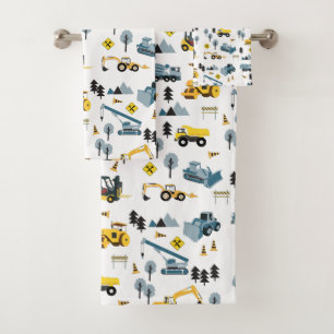Conjunto De Toalhas Padrão de Tema de Construção Azul