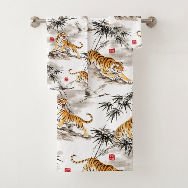 Conjunto De Toalhas padrão de tigre (Insitu)
