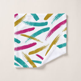 Conjunto De Toalhas Padrão de Traços Vibrantes, Azul-ciano, Magenta e