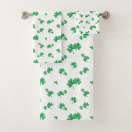 Conjunto De Toalhas Padrão de Trevo Irlandês Verde Gradiente