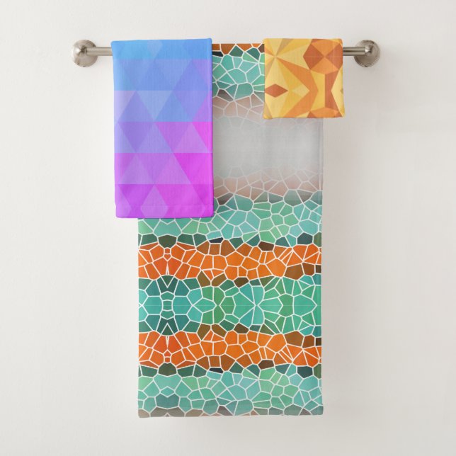 Conjunto De Toalhas Padrão de Triângulo Colorido Único (Insitu)