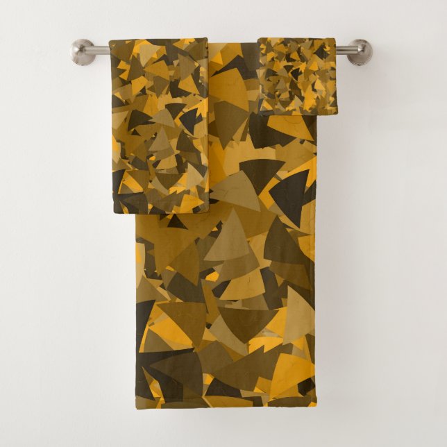 Conjunto De Toalhas Padrão de Triângulo Laranja Marrom (Insitu)