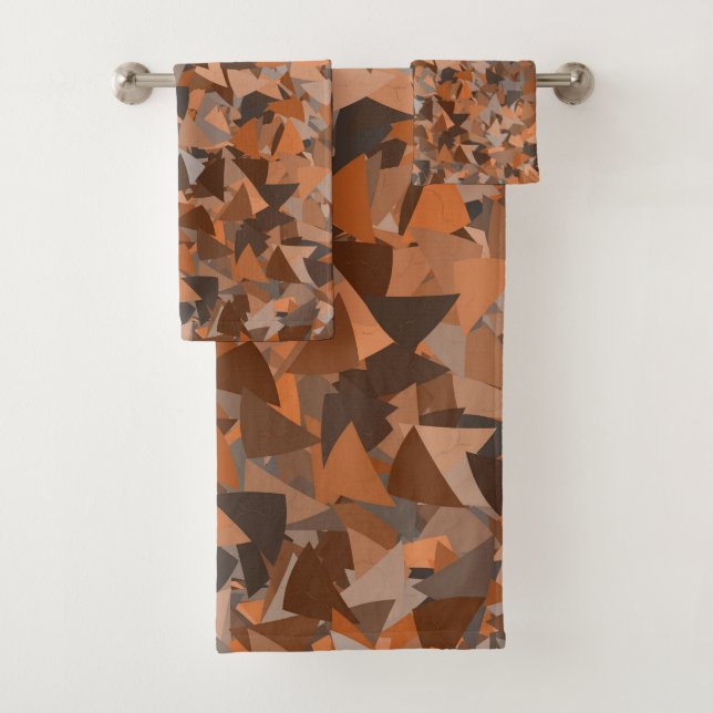 Conjunto De Toalhas Padrão de Triângulo Laranja Marrom (Insitu)
