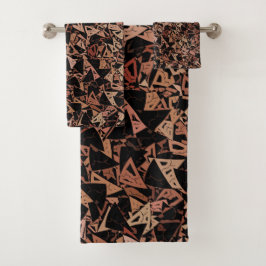 Conjunto De Toalhas Padrão de Triângulo Preto Castanho