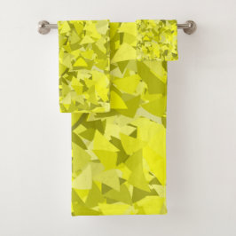 Conjunto De Toalhas Padrão de Triângulo Verde Amarelo