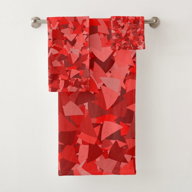 Conjunto De Toalhas Padrão de Triângulo Vermelho (Insitu)