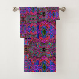 Conjunto De Toalhas Padrão de Triquete Vermelho Azul e Arco-Íris