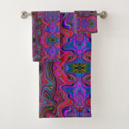 Conjunto De Toalhas Padrão de Triquete Vermelho Azul e Arco-Íris