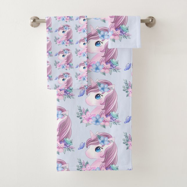 Conjunto De Toalhas Padrão de Unicórnio de Bebê Cento e Mágico (Insitu)