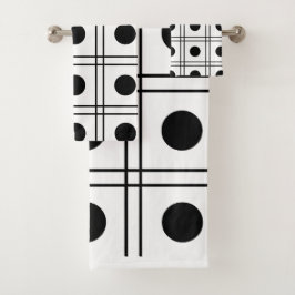 Conjunto De Toalhas Padrão de verificação preto e branco do círculo da