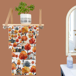 Conjunto De Toalhas Padrão de Vila Rustic Watercolor