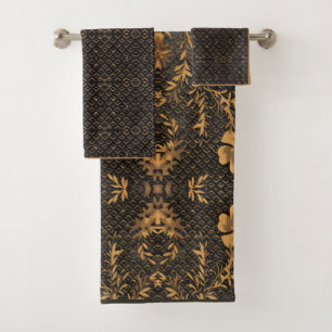 Conjunto De Toalhas Padrão de Vintage Castanho Dourado tradicional Mot