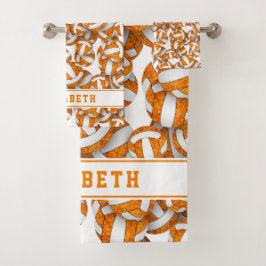 Conjunto De Toalhas Padrão de volleybolas de meninas personalizado lar