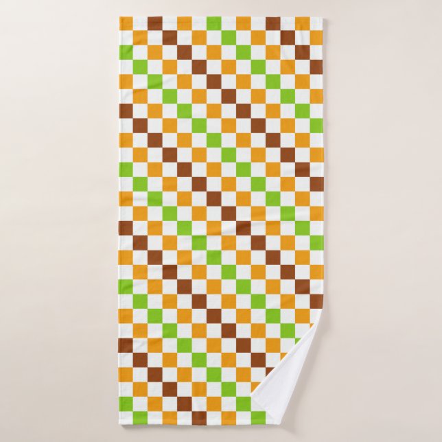Conjunto De Toalhas Padrão de xadrez diagonal da colheita (Toalha de Banho)