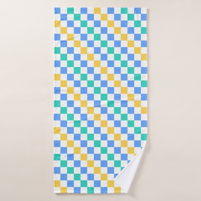 Conjunto De Toalhas Padrão de xadrez diagonal para dia de praia (Toalha de Banho)