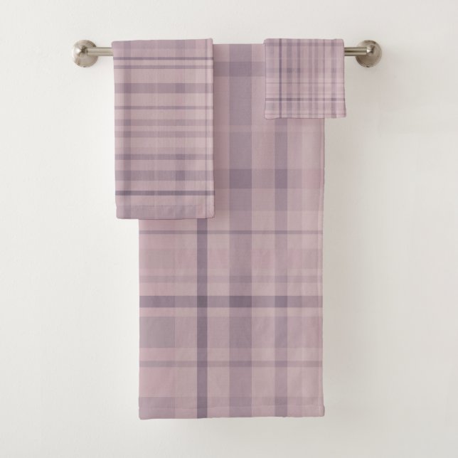 Conjunto De Toalhas Padrão de Xadrez Rosa Púrpura Mauve (Insitu)