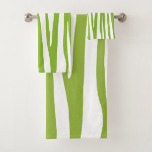 Conjunto De Toalhas padrão de zebra branca e verde limão