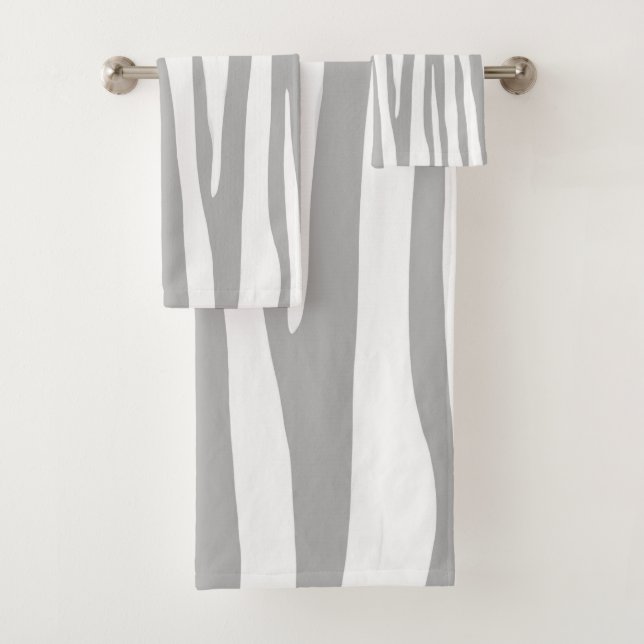Conjunto De Toalhas Padrão de zebra das cinzas brancas e leves, design (Insitu)