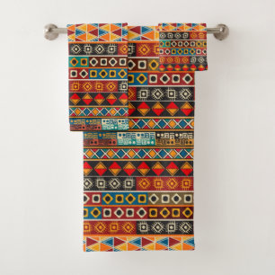 Conjunto De Toalhas Padrão Decorativo Colortivo do Motif Africano