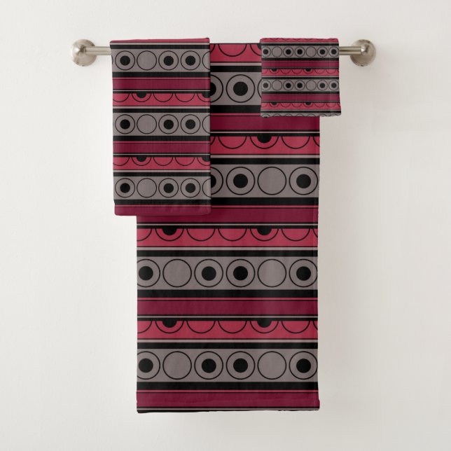 Conjunto De Toalhas Padrão distribuído com círculos e anéis estilo ret (Insitu)