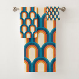 Conjunto De Toalhas Padrão do arco-íris do arco retrô colorido