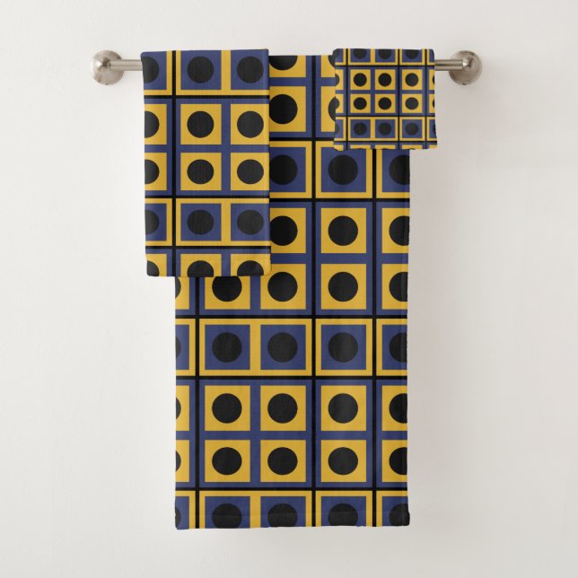 Conjunto De Toalhas Padrão do Círculo Geométrico Quadrado (Insitu)